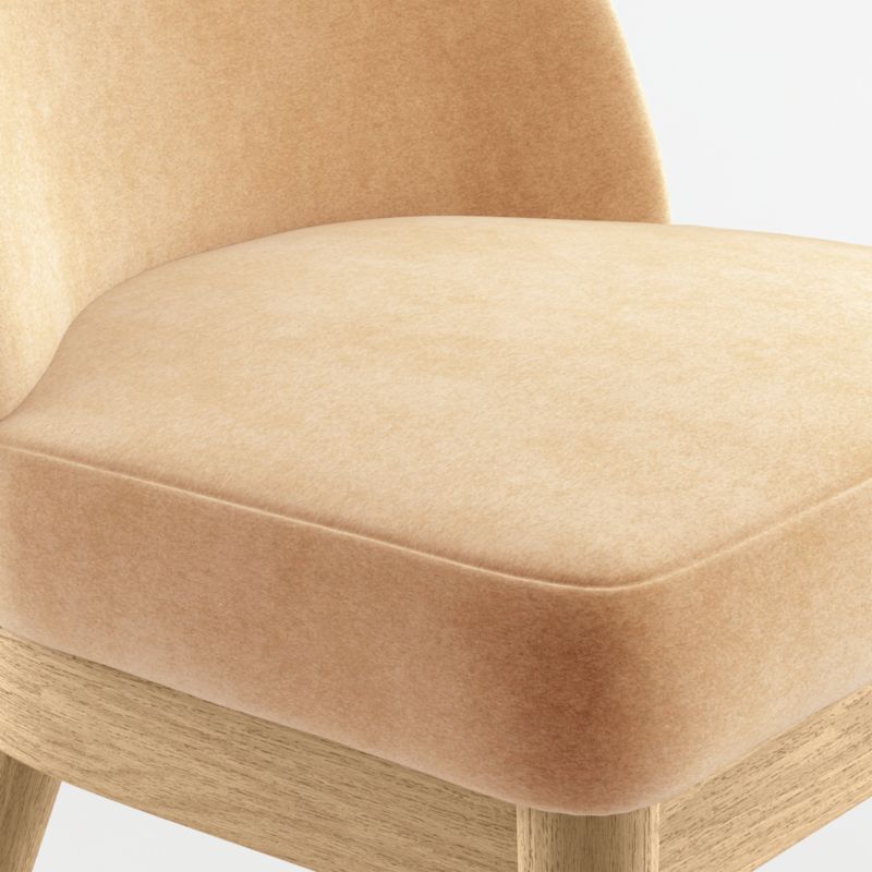 Ana Camel Tan Velvet Dining Chair with Natural Legs | Crate & Barrel