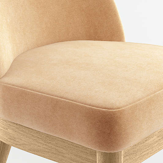 Ana Camel Tan Velvet Dining Chair with Natural Wood Legs