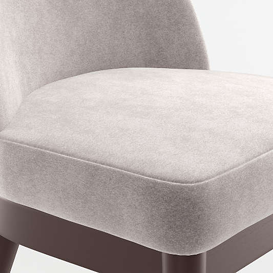 Ana Metal Grey Velvet Dining Chair with Brown Wood Legs