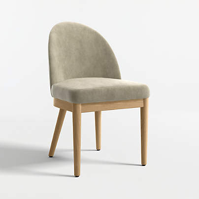 Ana Olive Green Velvet Dining Chair with Natural Wood Legs