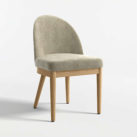 Ana Olive Green Velvet Dining Chair with Natural Wood Legs