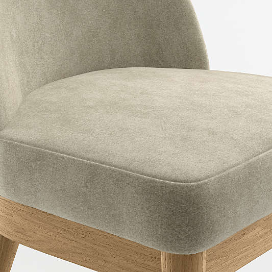 Ana Olive Green Velvet Dining Chair with Natural Wood Legs