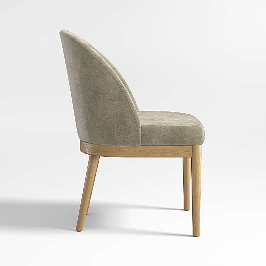 Ana Olive Green Velvet Dining Chair with Natural Legs