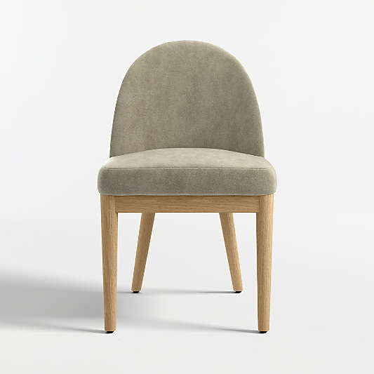 Ana Olive Green Velvet Dining Chair with Natural Legs