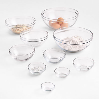 View Anchor Hocking Glass Mixing Bowls, Set Of 10 details