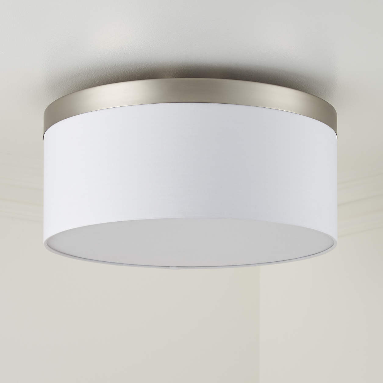 Anders Brushed Nickel Drum Flush Mount Light + Reviews Crate and Barrel
