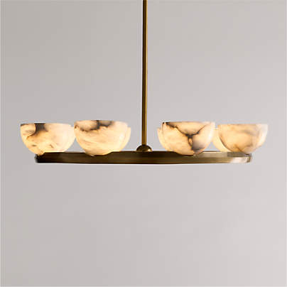 Ando Alabaster and Brass Chandelier Light