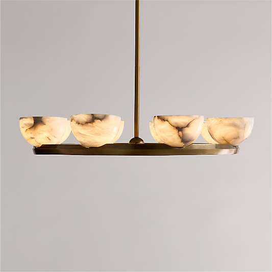 Ando Alabaster and Brass Chandelier Light 35"