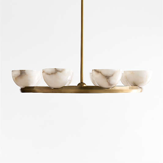 Ando Alabaster and Brass Chandelier Light 35"