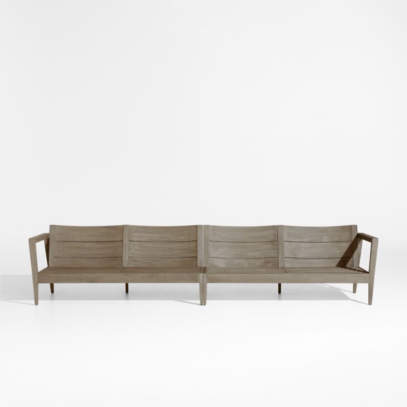 Viewing product image Andorra 127" Weathered Grey Wood 2-Piece Outdoor Sectional Sofa Frame - image 1 of 1