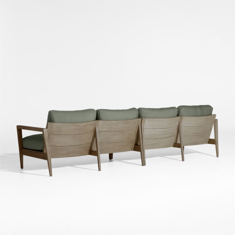 Andorra 127" Weathered Grey Wood 2-Piece Outdoor Sofa with Sage Green Sunbrella ® Cushions - image 5 of 7