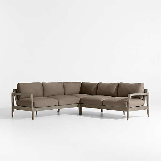 Andorra Cast Shale Brown Sunbrella ® 3-Piece L-Shaped Outdoor Sectional Cushions