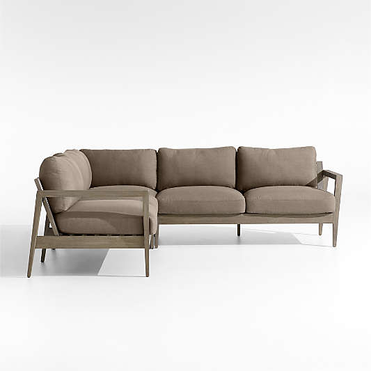 Andorra Cast Shale Brown Sunbrella ® 3-Piece L-Shaped Outdoor Sectional Cushions