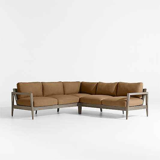 Andorra Cast Teak Brown Sunbrella ® 3-Piece L-Shaped Outdoor Sectional Cushions
