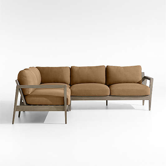 Andorra Cast Teak Brown Sunbrella ® 3-Piece L-Shaped Outdoor Sectional Cushions