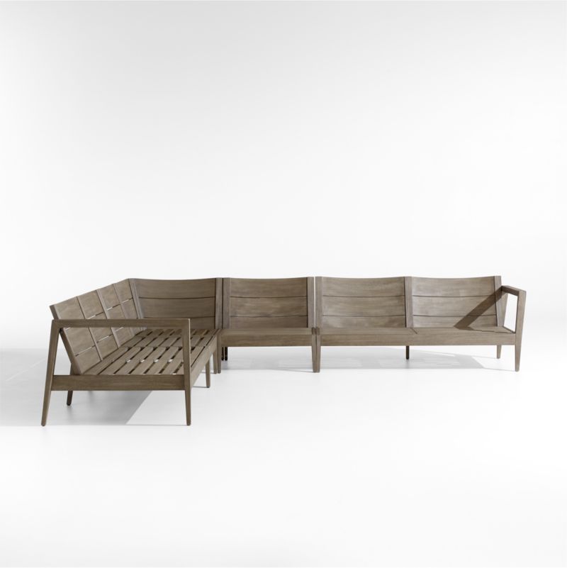 Andorra Weathered Grey Wood 5-Piece L-Shaped Outdoor Sectional Sofa Frame - image 0 of 4