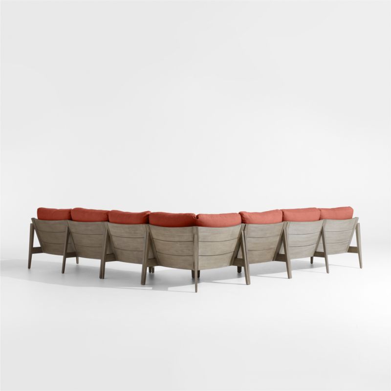 Andorra Weathered Grey Wood 5-Piece L-Shaped Outdoor Sectional Sofa with Henna Red Sunbrella ® Cushions - image 5 of 8