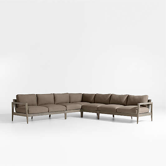 Andorra Cast Shale Brown Sunbrella ® 5-Piece L-Shaped Outdoor Sectional Cushions