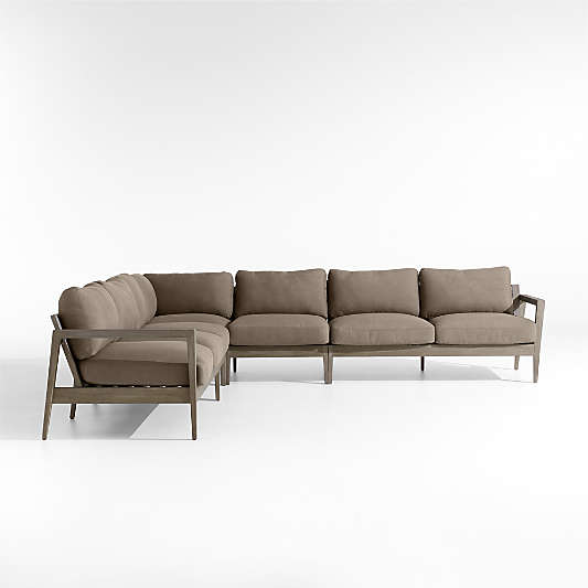 Andorra Cast Shale Brown Sunbrella ® 5-Piece L-Shaped Outdoor Sectional Cushions
