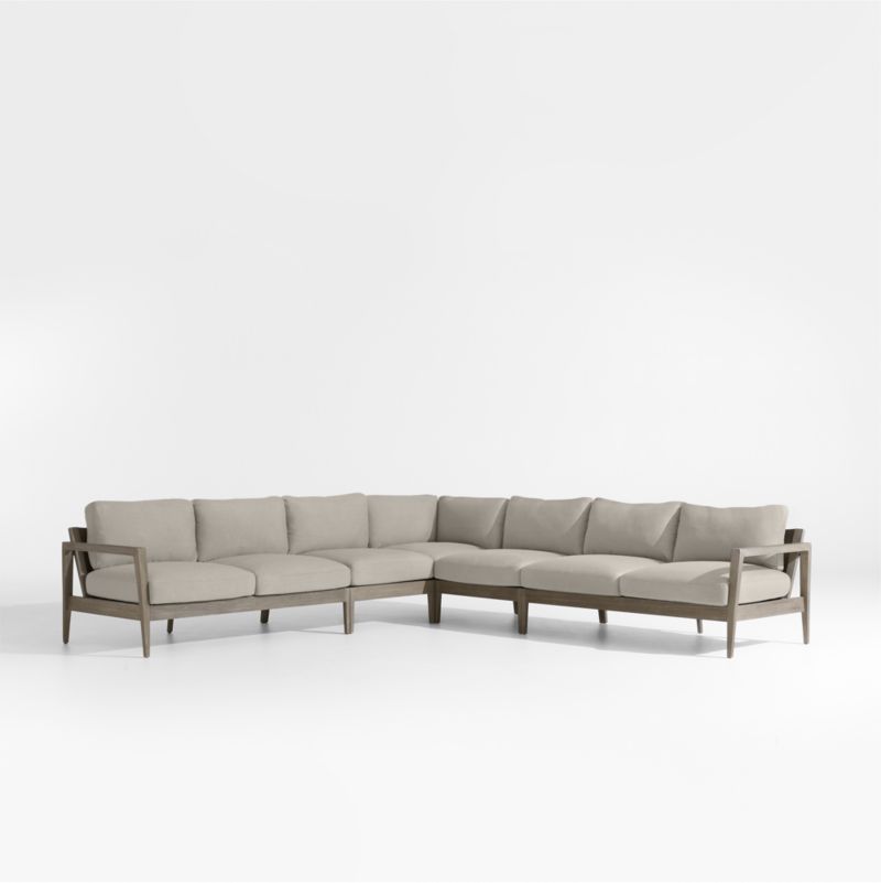 Andorra Weathered Grey Wood 5-Piece L-Shaped Outdoor Sectional Sofa Frame - image 2 of 4