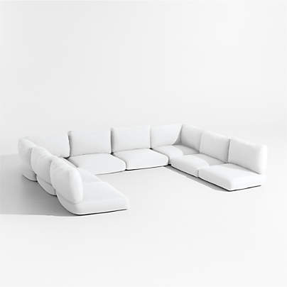 Andorra White Sunbrella ® 6-Piece Petite U-Shaped Outdoor Cushions