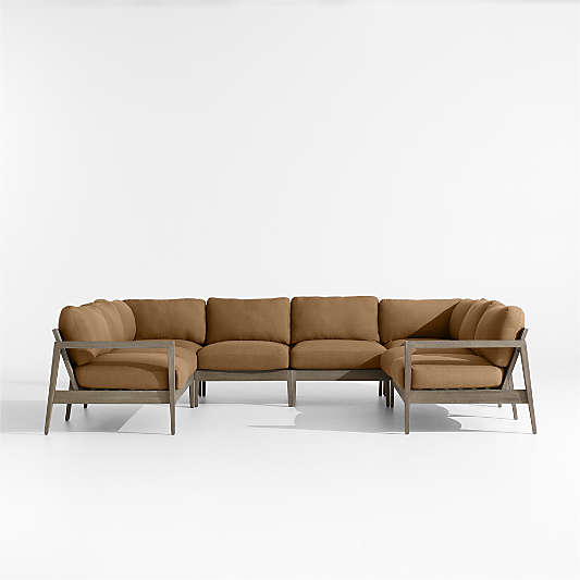 Andorra Cast Teak Brown Sunbrella ® 6-Piece Petite U-Shaped Outdoor Sectional Cushions