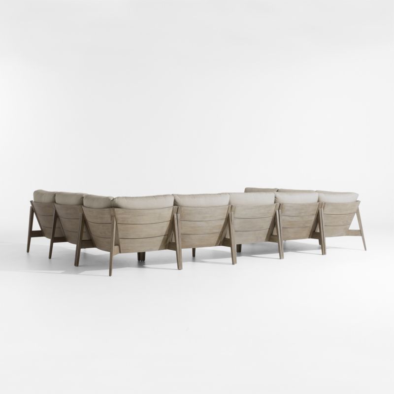 Andorra Weathered Grey Wood 7-Piece U-Shaped Outdoor Sectional Sofa with Sand Cushions - image 6 of 9