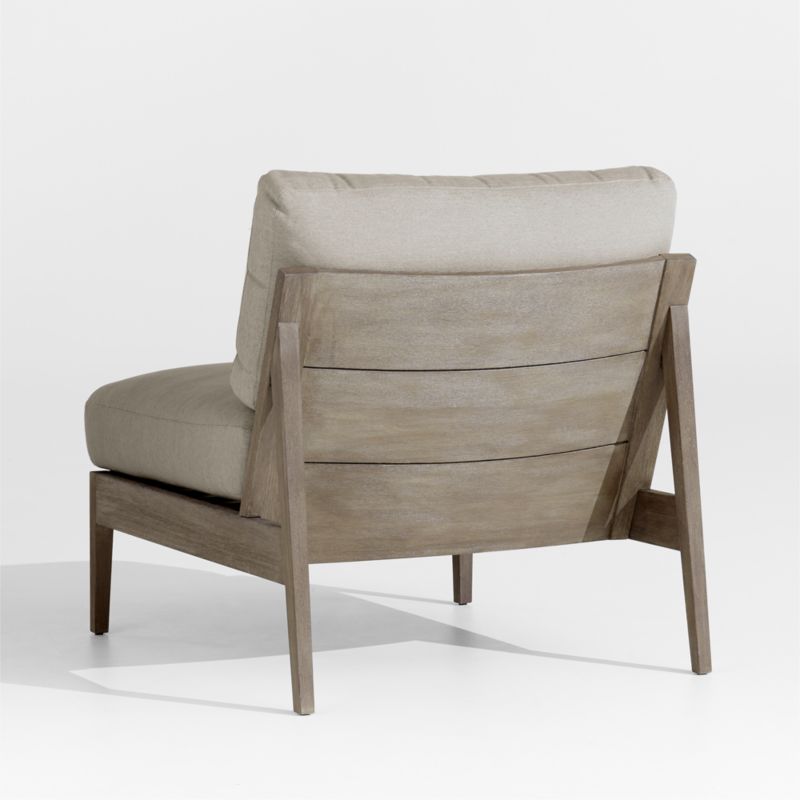 Andorra Weathered Grey Wood Outdoor Armless Chair with Taupe Cushions