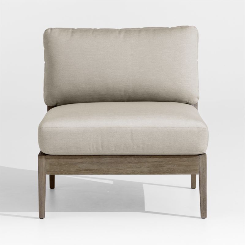 Viewing product image Andorra Weathered Grey Wood Outdoor Armless Chair with Taupe Cushions - image 1 of 6