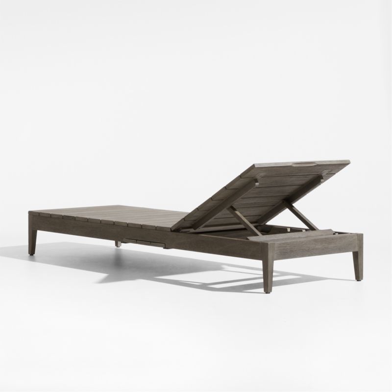 Andorra Weathered Grey Wood Outdoor Chaise Lounge