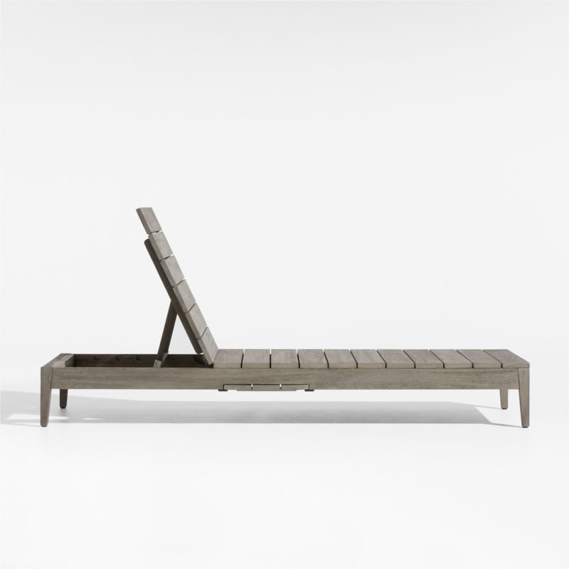 Andorra Weathered Grey Wood Outdoor Chaise Lounge