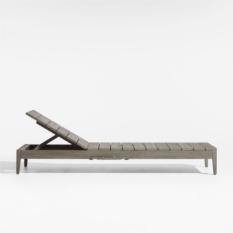 Andorra Weathered Grey Wood Outdoor Chaise Lounge