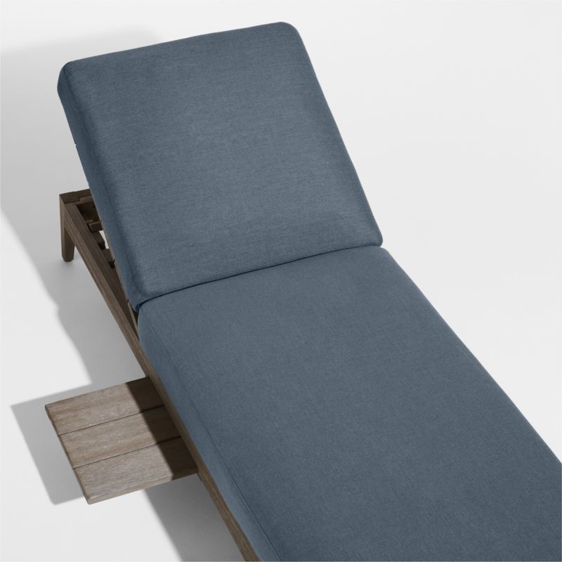 Andorra Weathered Grey Wood Outdoor Chaise Lounge with Harbor Blue Sunbrella ® Cushion - image 7 of 10