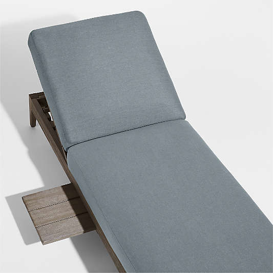 Andorra Weathered Grey Wood Outdoor Chaise Lounge with Haze Grey Sunbrella ® Cushion