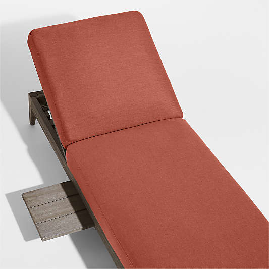 Andorra Weathered Grey Wood Outdoor Chaise Lounge with Henna Red Sunbrella ® Cushion