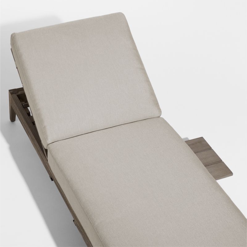 Andorra Weathered Grey Wood Outdoor Chaise Lounge with Taupe Cushions