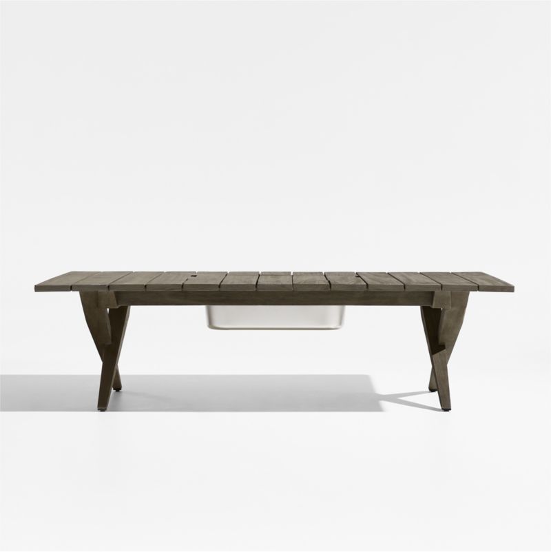 Viewing product image Andorra 61" Weathered Grey Wood Outdoor Coffee Table with Drink Bin - image 1 of 10