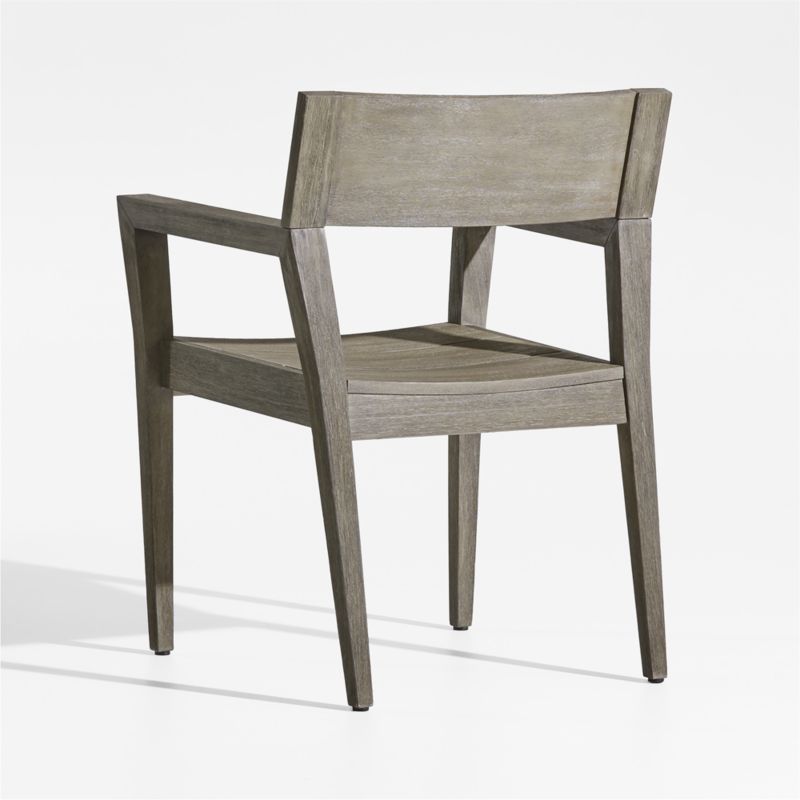 Andorra Weathered Grey Wood Outdoor Dining Arm Chair