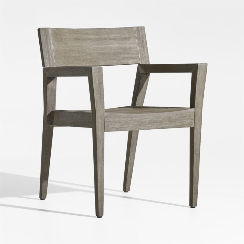 Andorra Weathered Grey Wood Outdoor Dining Arm Chair