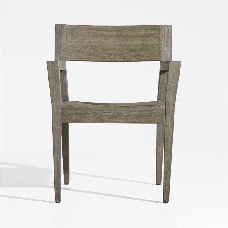 Viewing product image Andorra Weathered Grey Wood Outdoor Dining Arm Chair - image 1 of 7