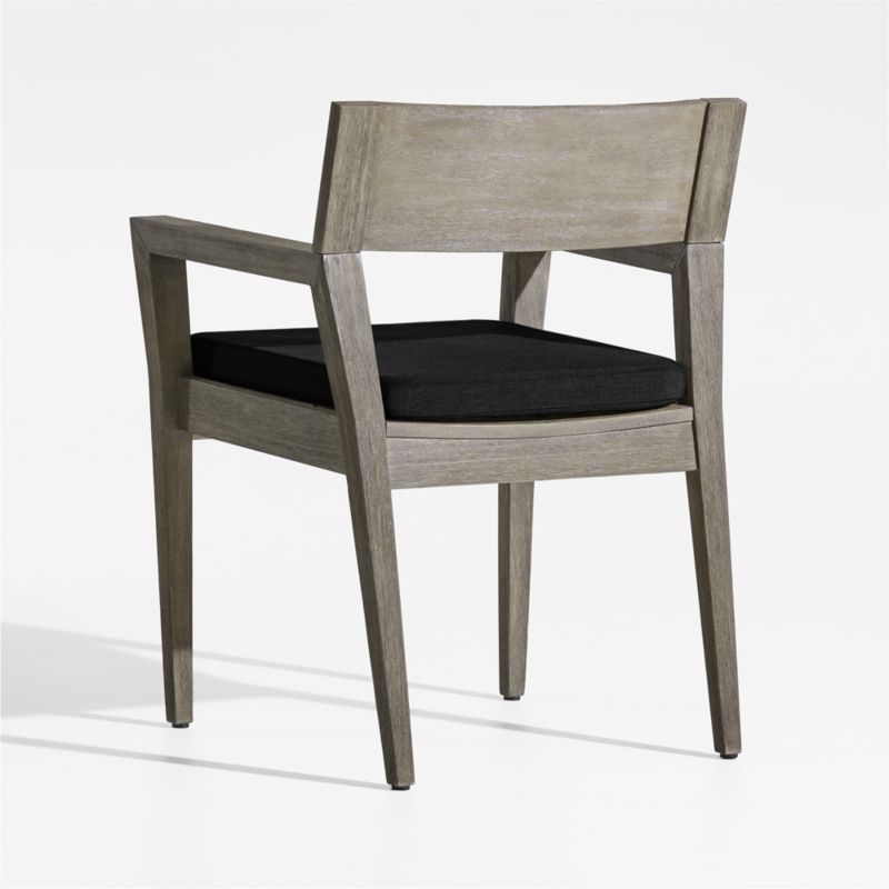 Andorra Weathered Grey Wood Outdoor Dining Arm Chair with Black Sunbrella ® Cushion - image 6 of 7