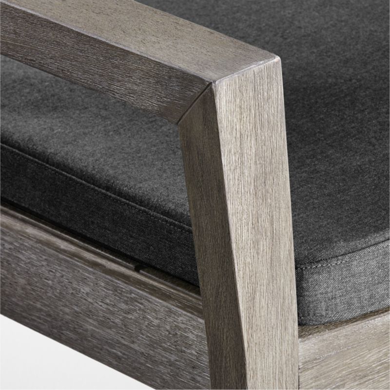 Andorra Weathered Grey Wood Outdoor Dining Arm Chair with Charcoal Grey Sunbrella ® Cushion - image 7 of 7