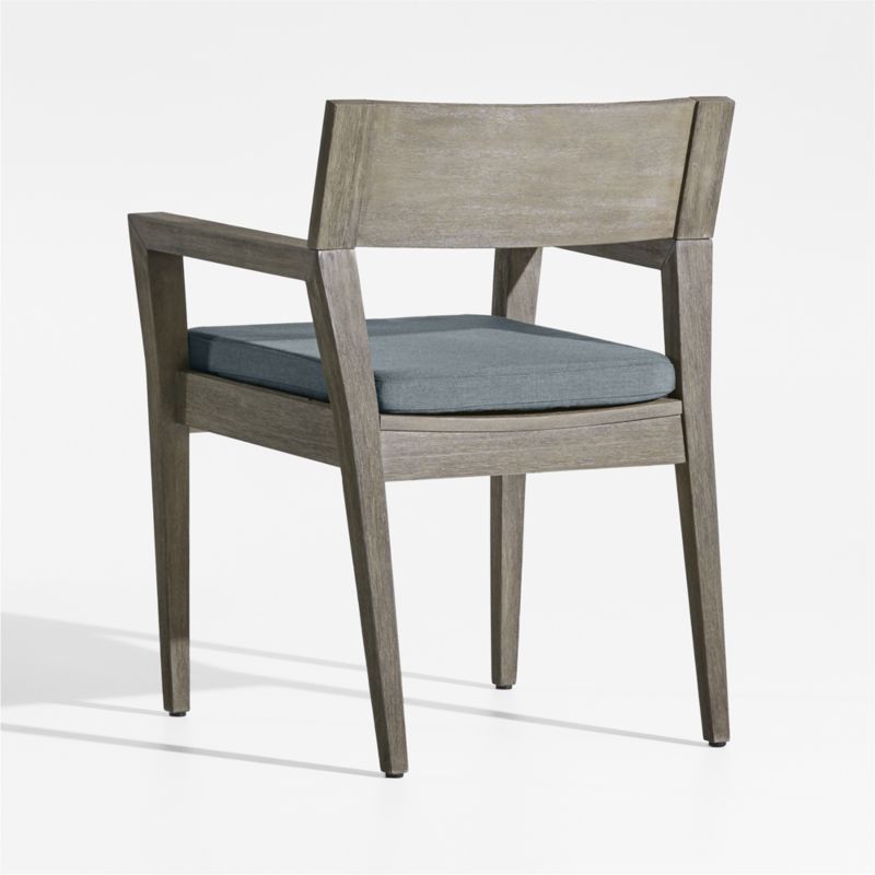 Andorra Weathered Grey Wood Outdoor Dining Arm Chair with Haze Grey Sunbrella ® Cushion - image 6 of 7