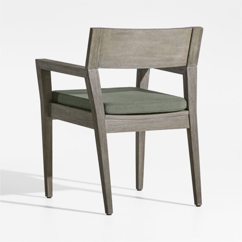 Andorra Weathered Grey Wood Outdoor Dining Arm Chair with Sage Sunbrella ® Cushion - image 6 of 7