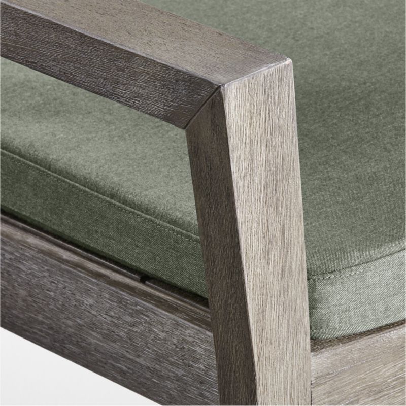 Andorra Weathered Grey Wood Outdoor Dining Arm Chair with Sage Sunbrella ® Cushion - image 7 of 7