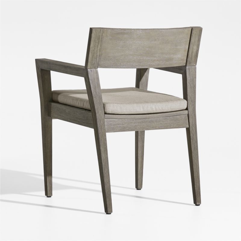 Andorra Weathered Grey Wood Outdoor Dining Chair with Sand Cushion - image 7 of 8