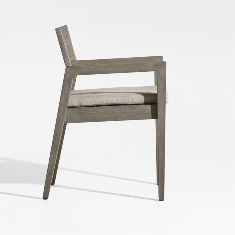 Andorra Weathered Grey Wood Outdoor Dining Chair with Sand Cushion - image 6 of 8