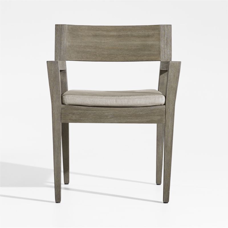 Viewing product image Andorra Weathered Grey Wood Outdoor Dining Chair with Sand Cushion - image 1 of 8