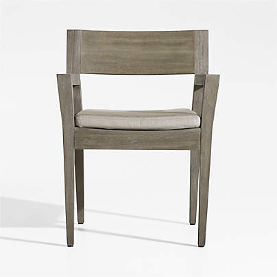 Andorra Weathered Grey Wood Outdoor Dining Chair with Sand Cushion