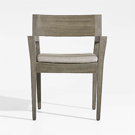 Andorra Weathered Grey Wood Outdoor Dining Chair with Sand Cushion